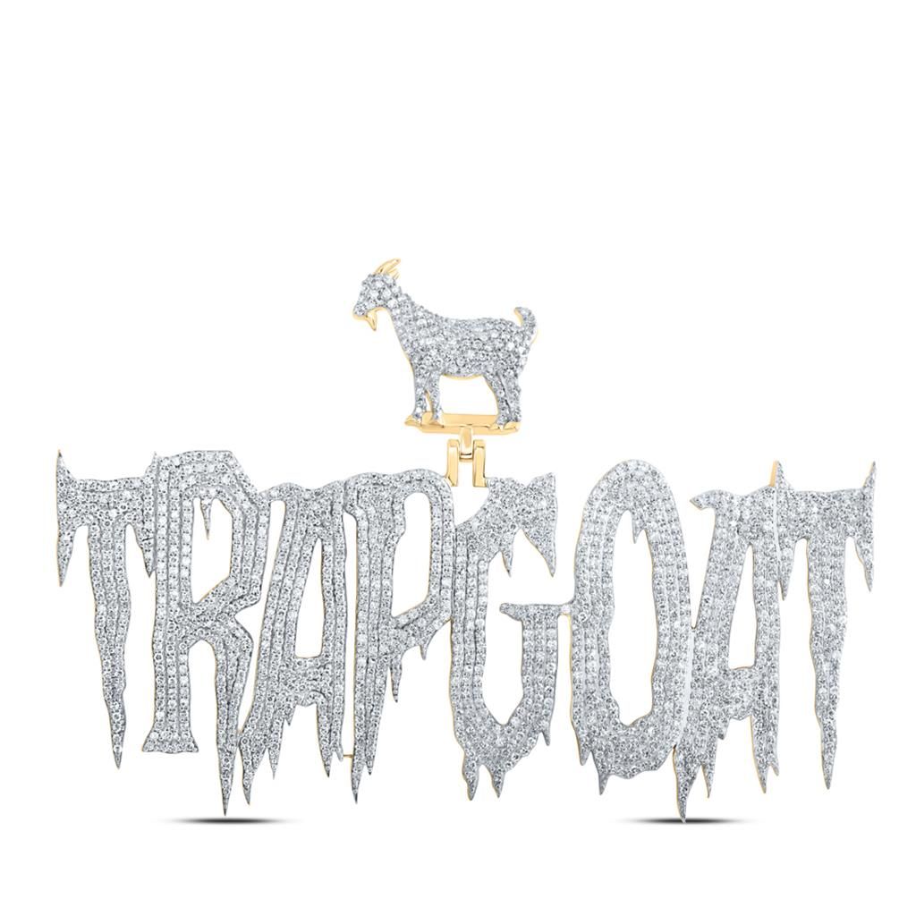 10k Gold 5 ct Diamond Trap Goat Pendant