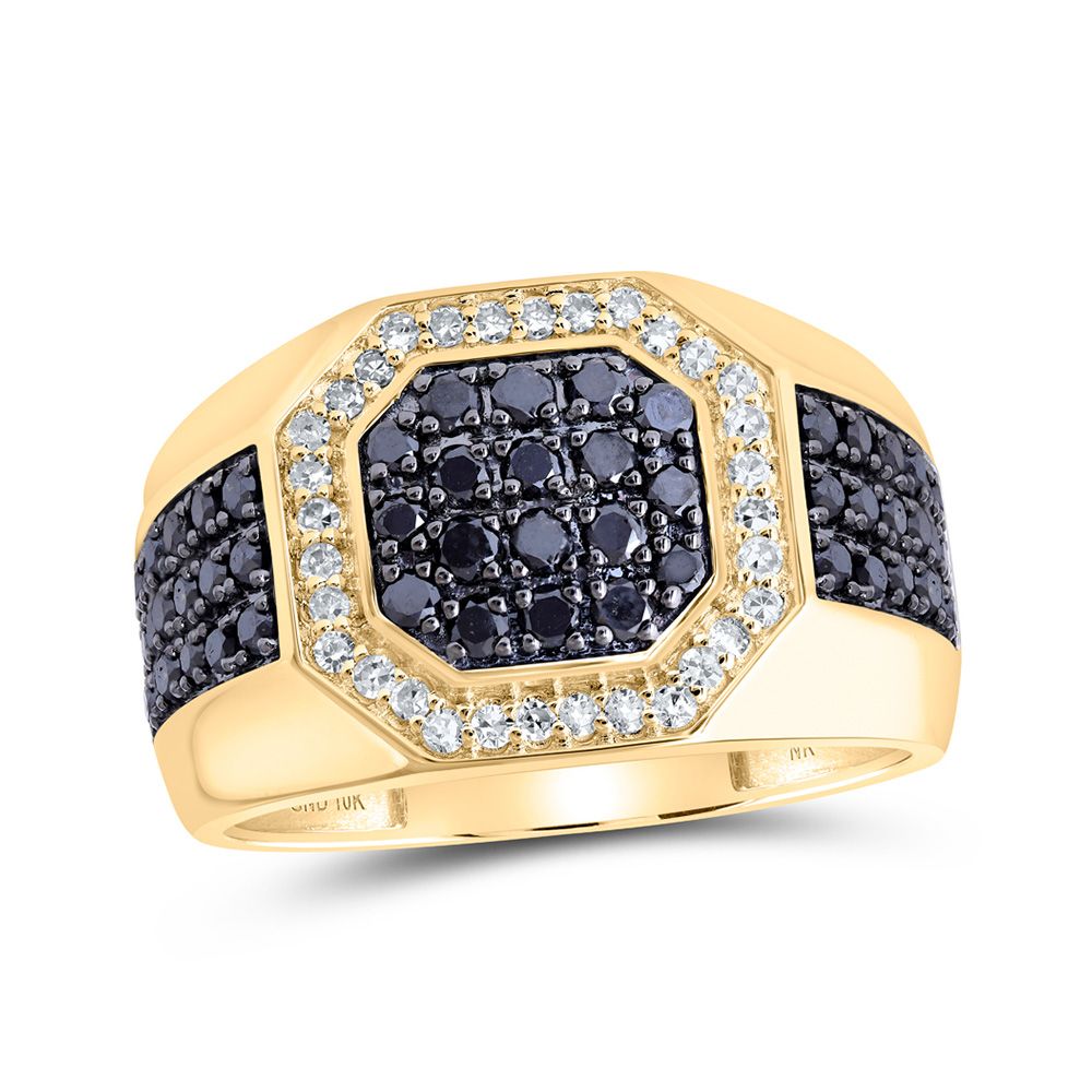 10k Gold Black 1.25 ct Diamond Octagon Ring