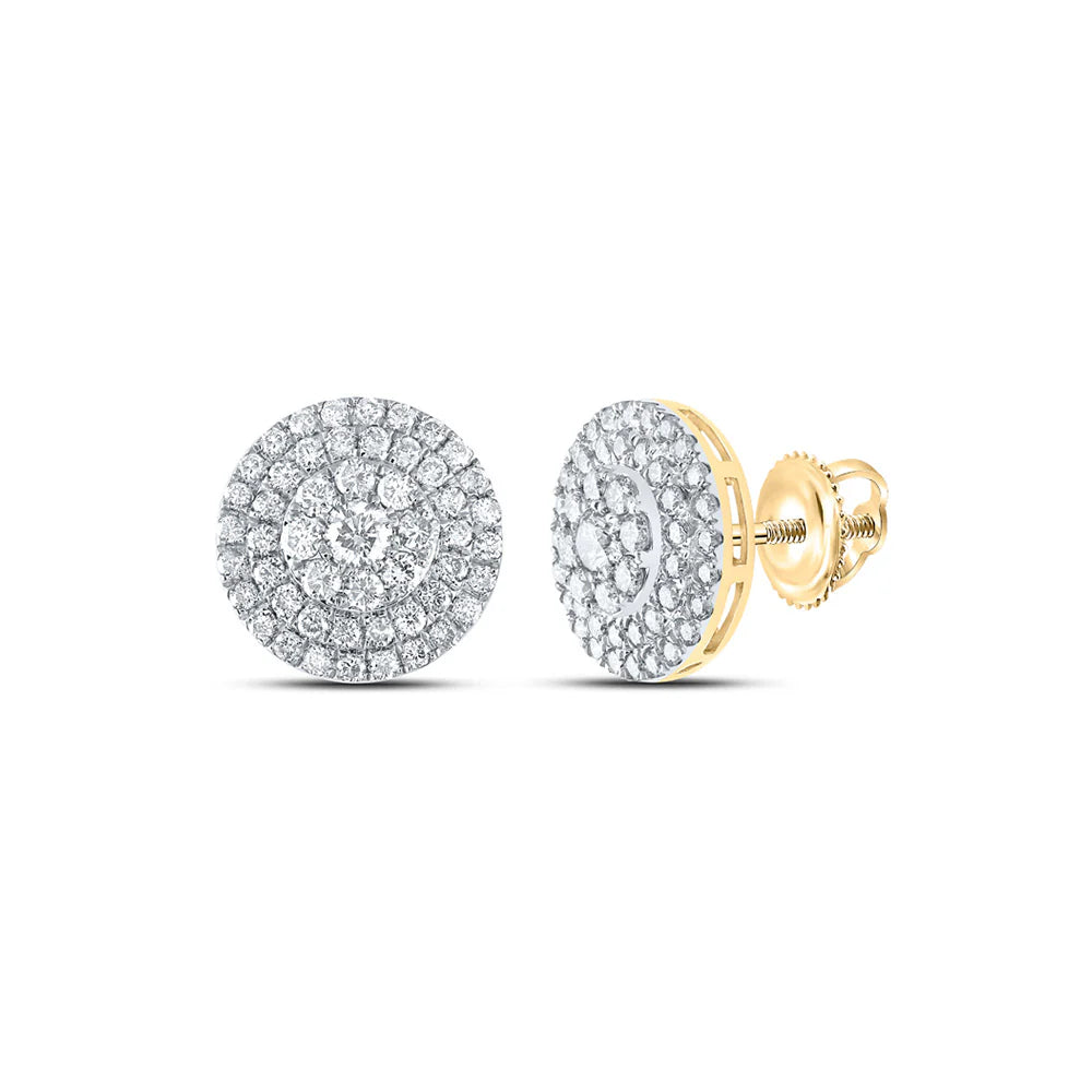 14k Gold 1.5 ct Diamond Cluster Earrings
