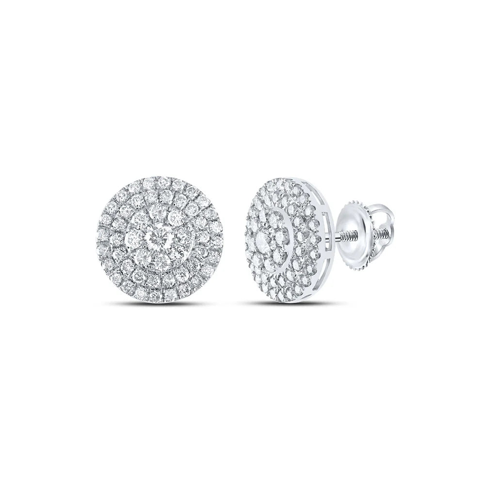 14k Gold 1.5 ct Diamond Cluster Earrings
