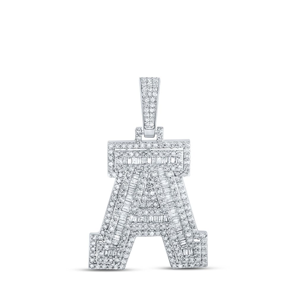 10k Gold 1.3 ct Baguette Diamond A-Z Initial Pendant