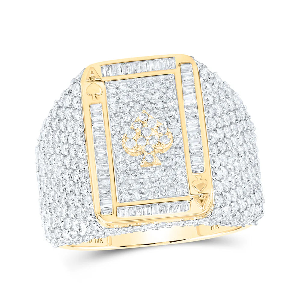 10k Gold 3 5/8 ct Diamond ACE Spade Cluster Ring