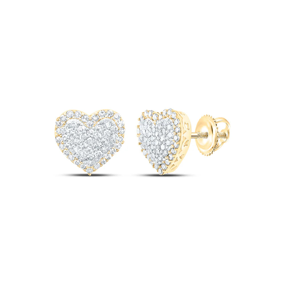10k Gold 1/2 ct Diamond Heart Earrings