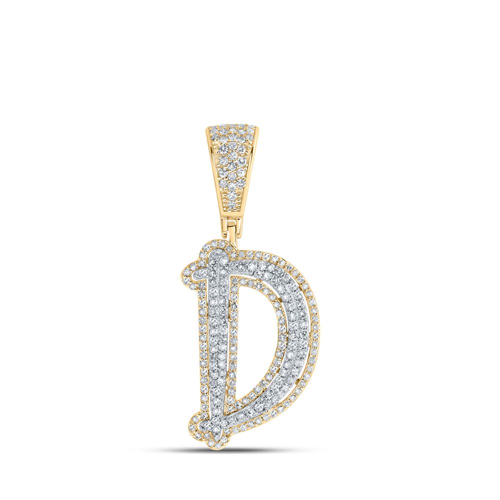 10K Two-Tone Gold 1 ct Diamond Letter Pendant