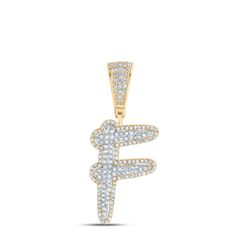 10K Two-Tone Gold 1 ct Diamond Letter Pendant