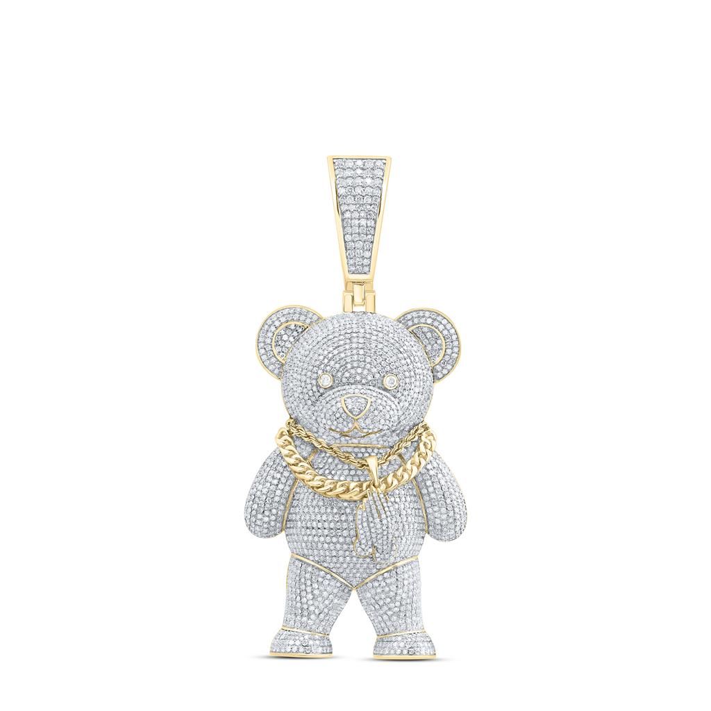 10k Gold 8 ct Diamond Teddy Bear Pendant