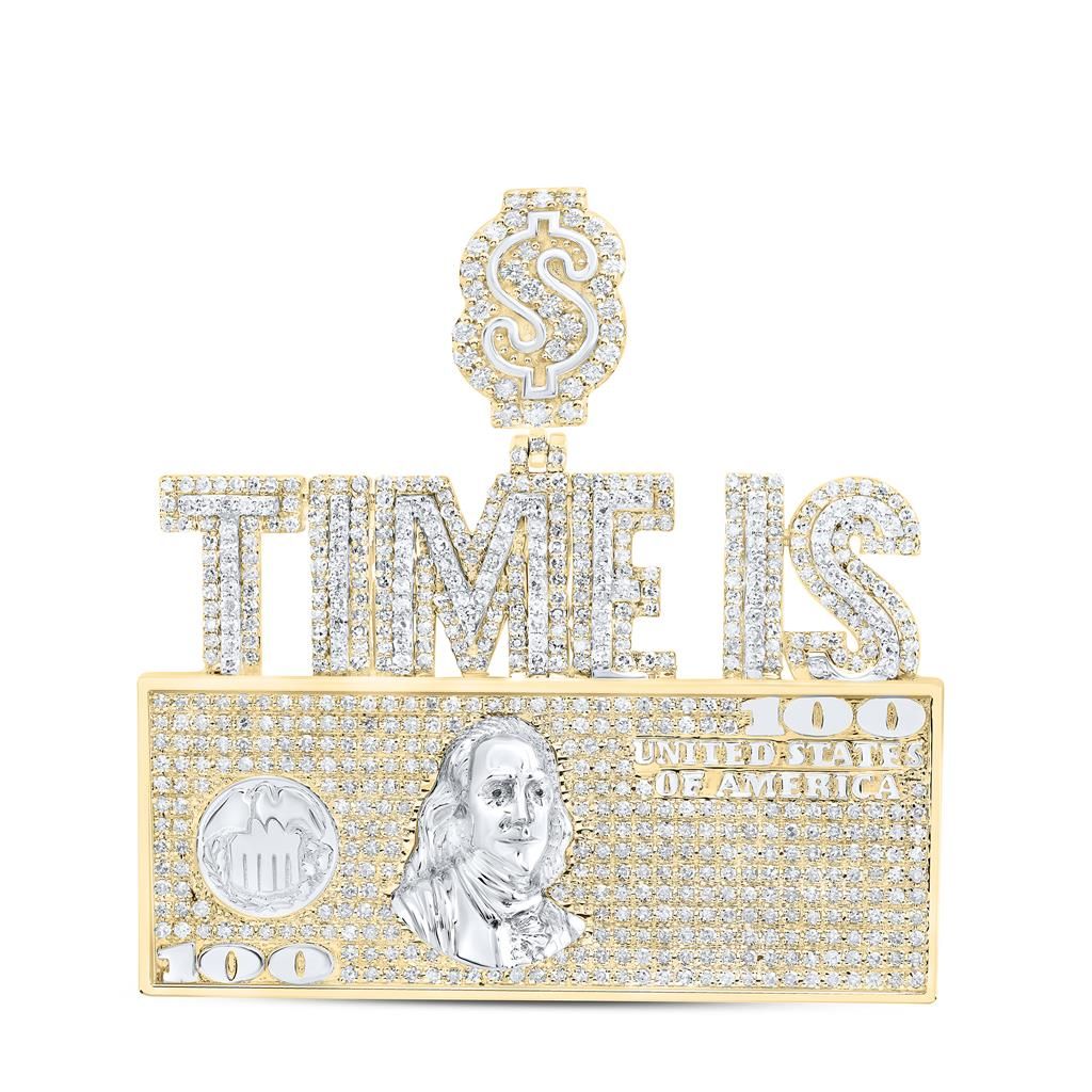 10k Gold 2 1/3 ct Diamond Time is Money Pendant