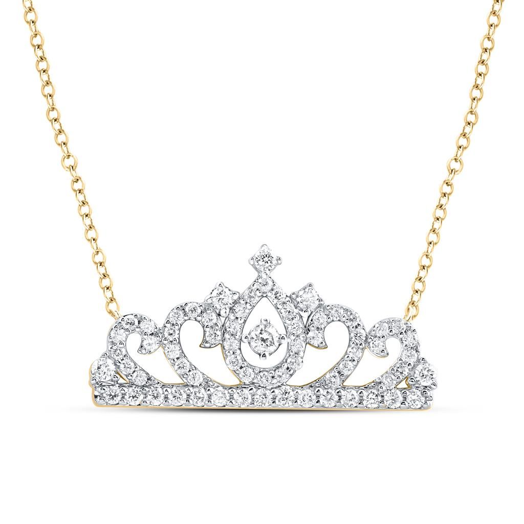 10k Gold 1/2 ct Diamond Crown Necklace