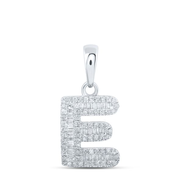 10K Yellow Gold Baguette 1/2 ct Diamond Initial Letter Pendant