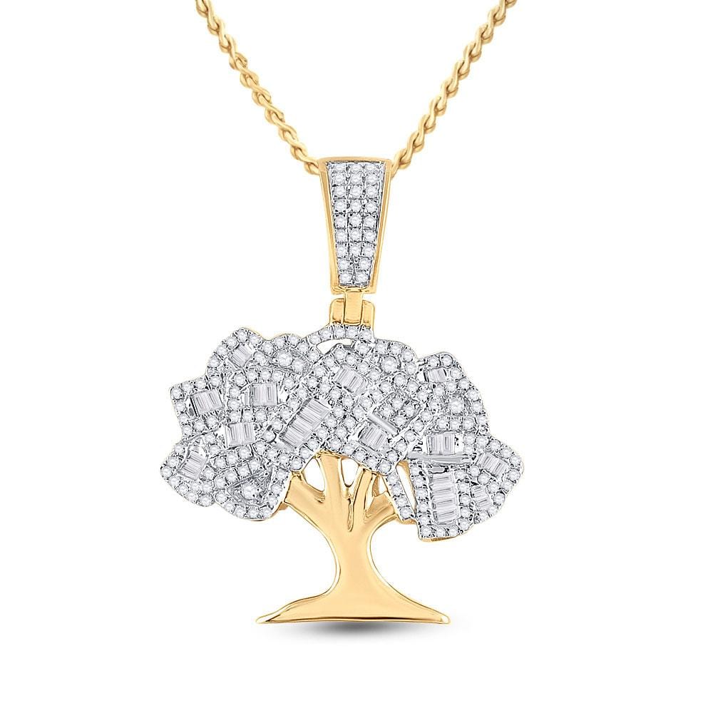 gold money tree pendant 14k Gold .75 ct Diamond Money Tree Pendant