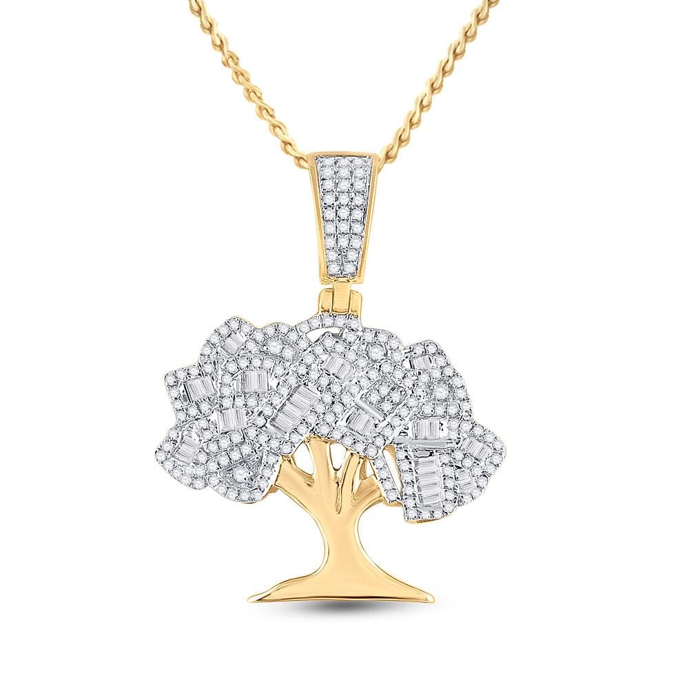 14k Gold .75 ct Diamond Money Tree Pendant
