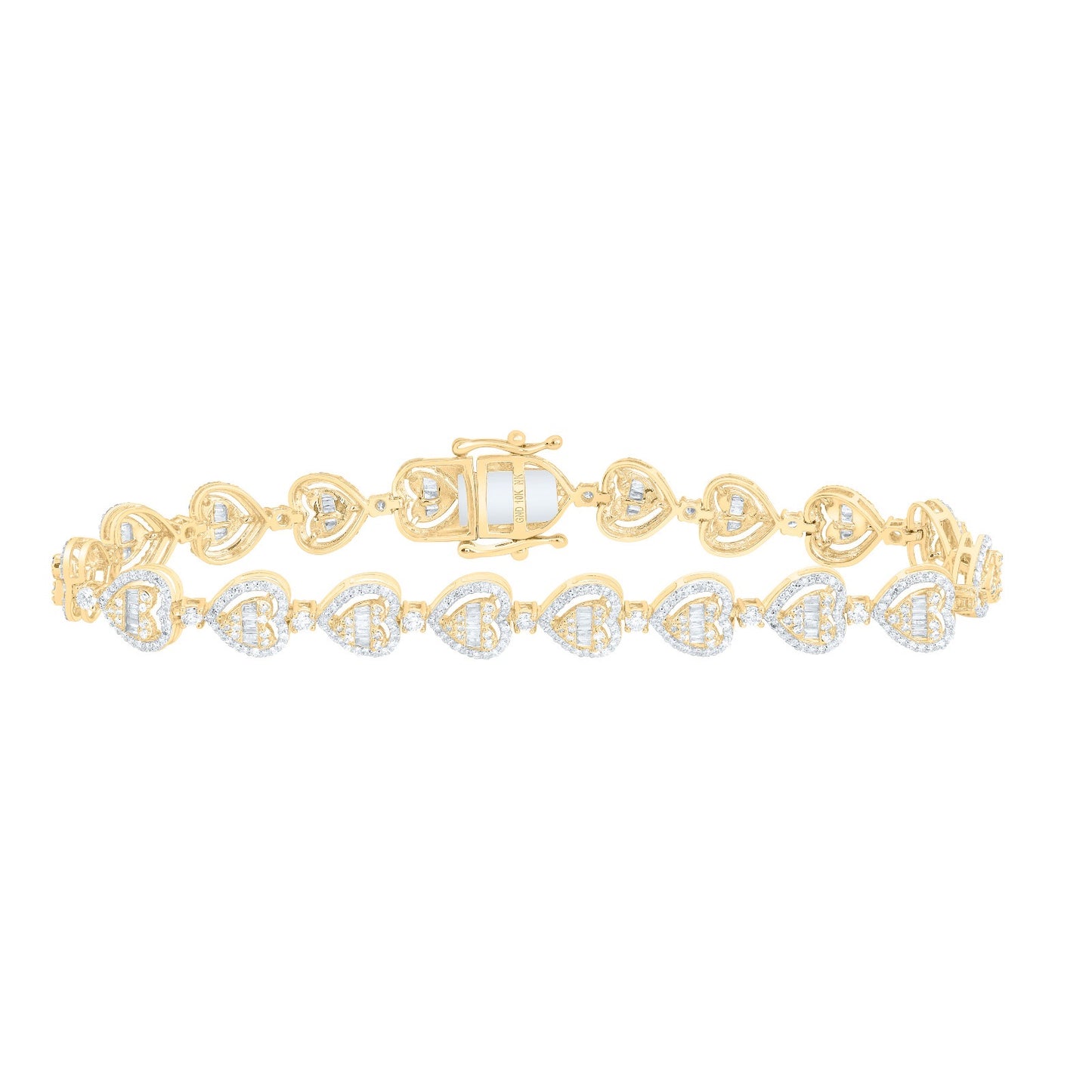 10k Gold 3 ct Diamond Heart Bracelet