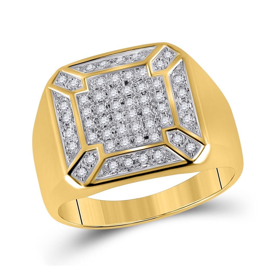 10k Gold 1/3 ct Diamond Square Cluster Ring