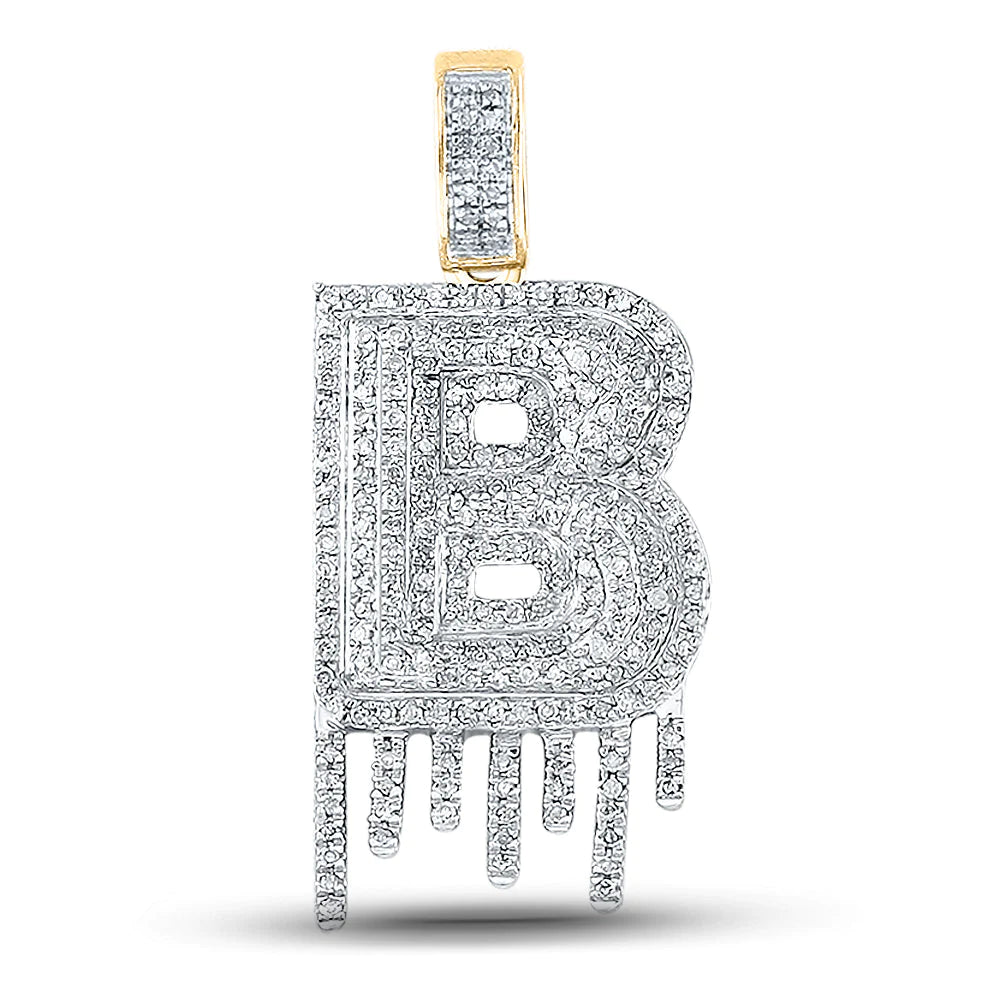 10k Gold 1 ct Diamond Dripping Initial Pendant