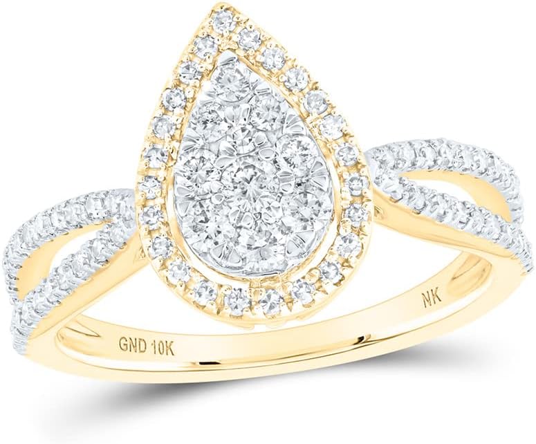 10k Gold 1/2 ct Diamond Tear Drop Ring