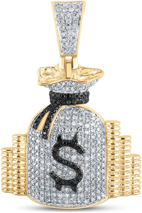 10k Gold 1 ct Diamond Money Bag Stacks Pendant