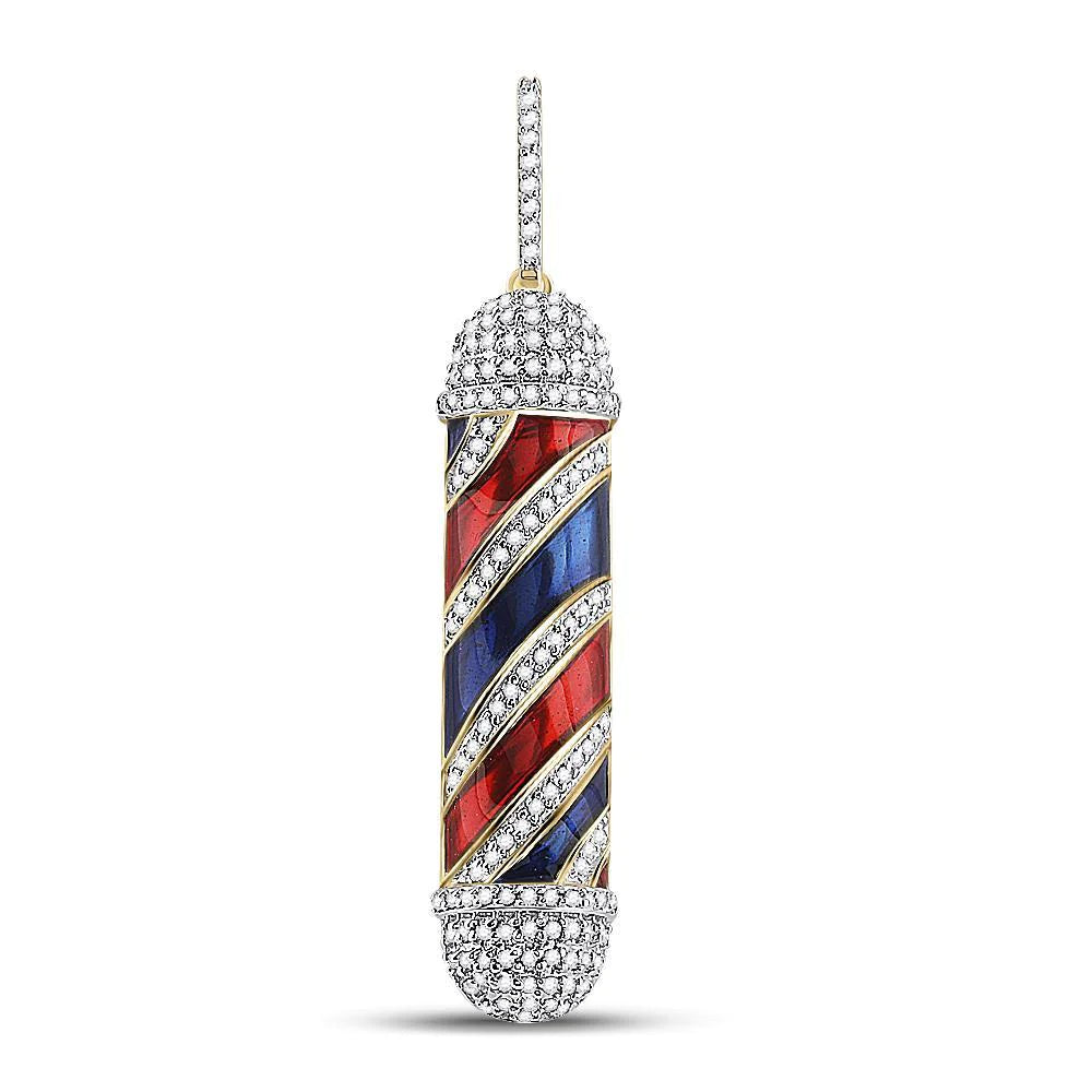 10k Gold 3/8 ct Diamond Barber Pole Pendant