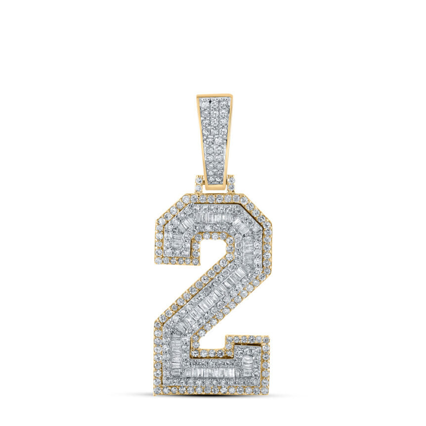 10k Gold 1.5 ct Baguette Diamond Number Pendant