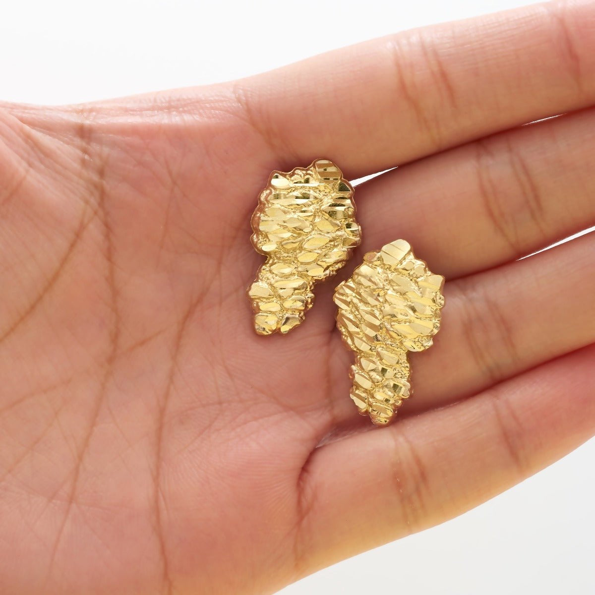 10k Gold Medium Sized Gold Nugget Earrings