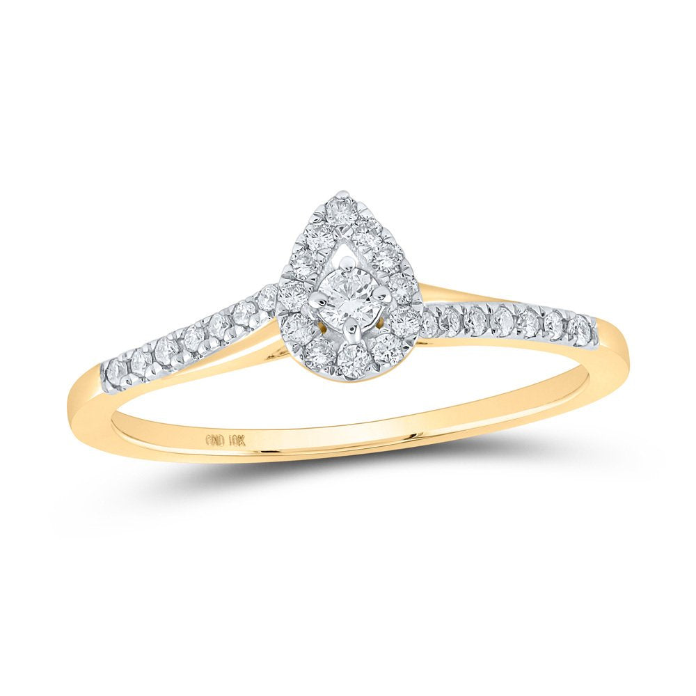 10k Gold 1/5 ct Diamond Teardrop Halo Promise Ring