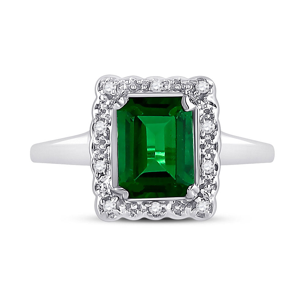 10k White Gold 1 4/5 ct Synthetic Emerald Ring