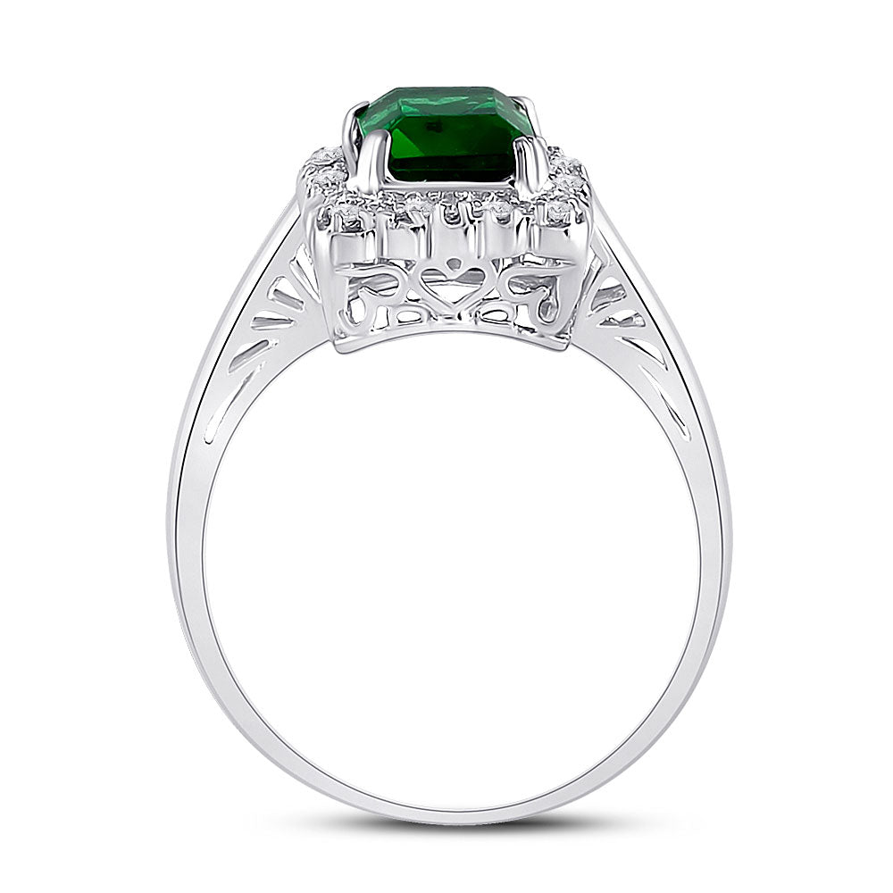 10k White Gold 1 4/5 ct Synthetic Emerald Ring