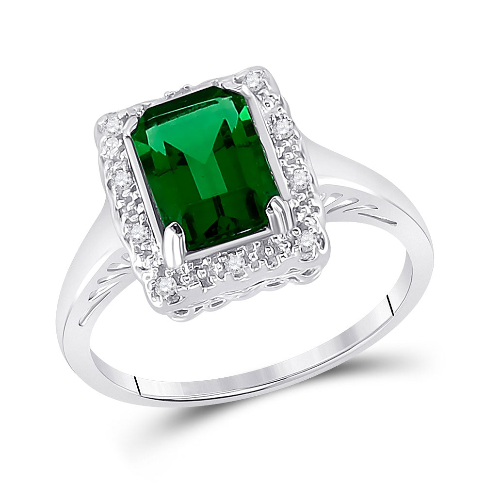 10k White Gold 1 4/5 ct Synthetic Emerald Ring