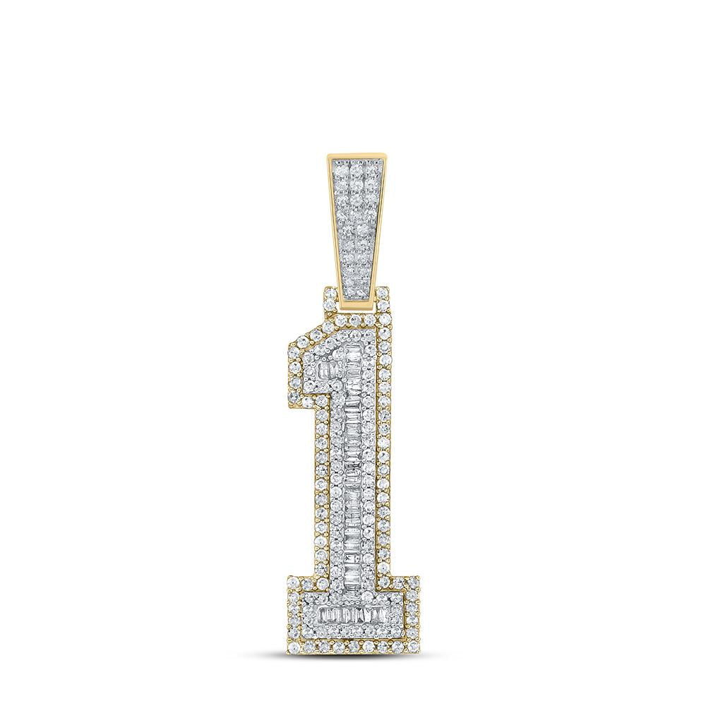 10k Gold 1.5 ct Baguette Diamond Number Pendant