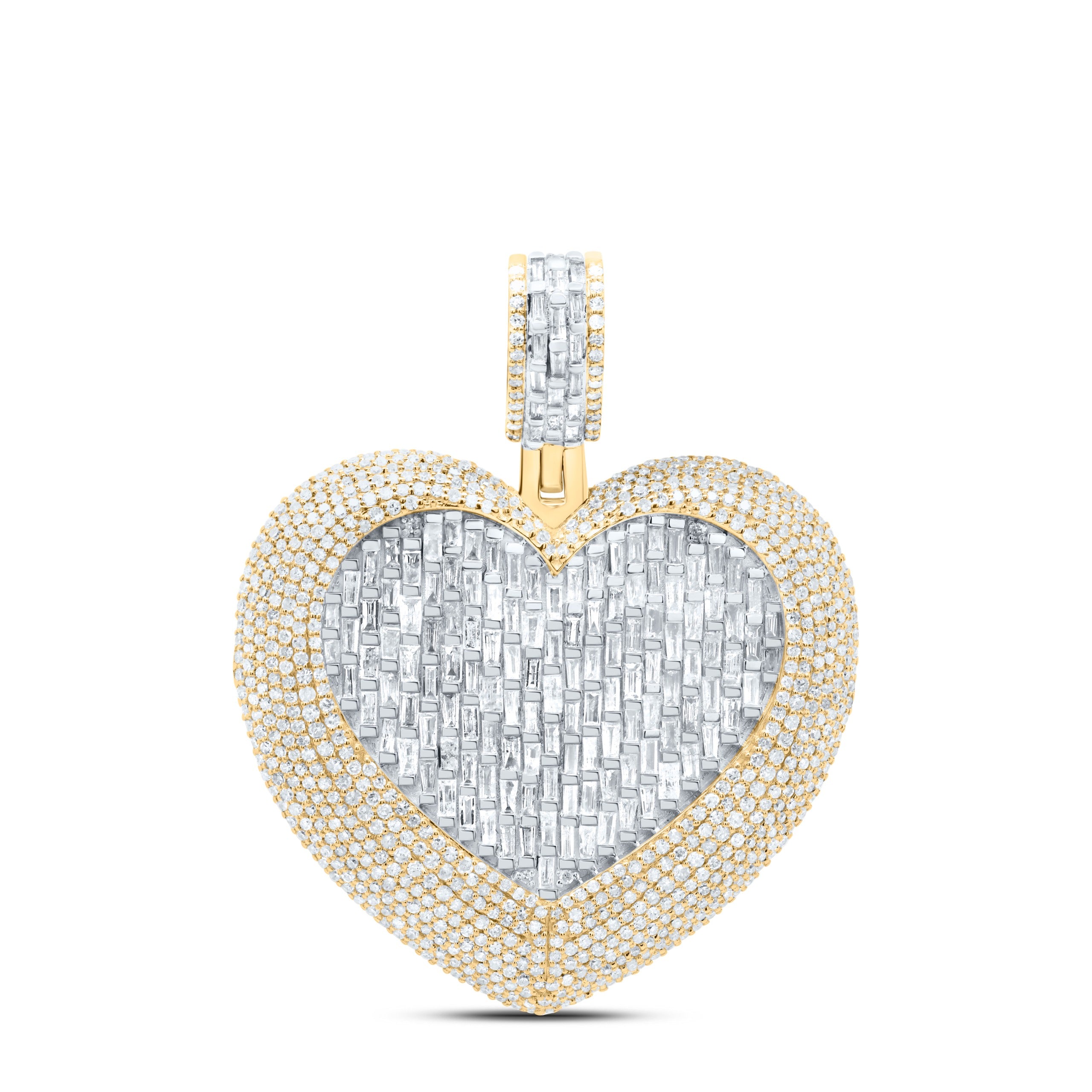 10k Gold 4 ct Baguette Diamond Heart Pendant