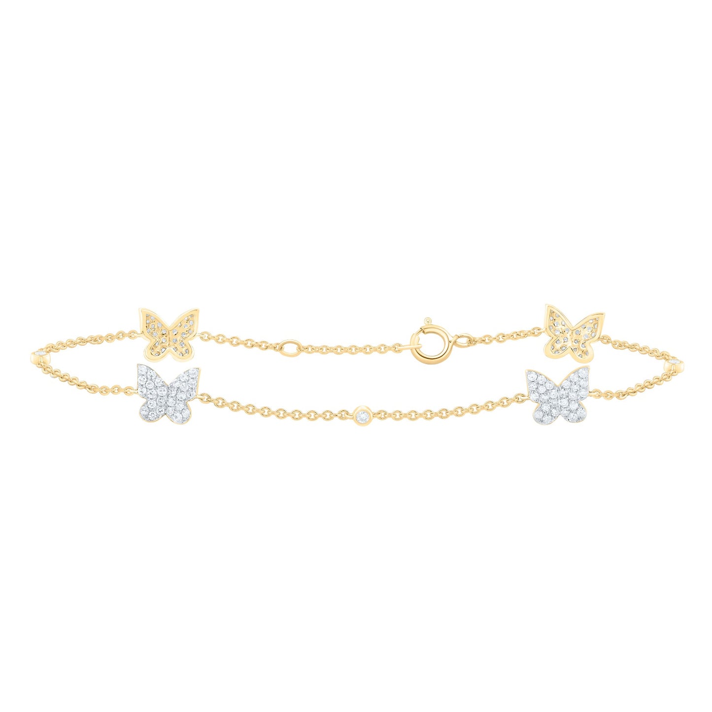 10k Gold 1/2 ct Diamond Butterfly Bracelet