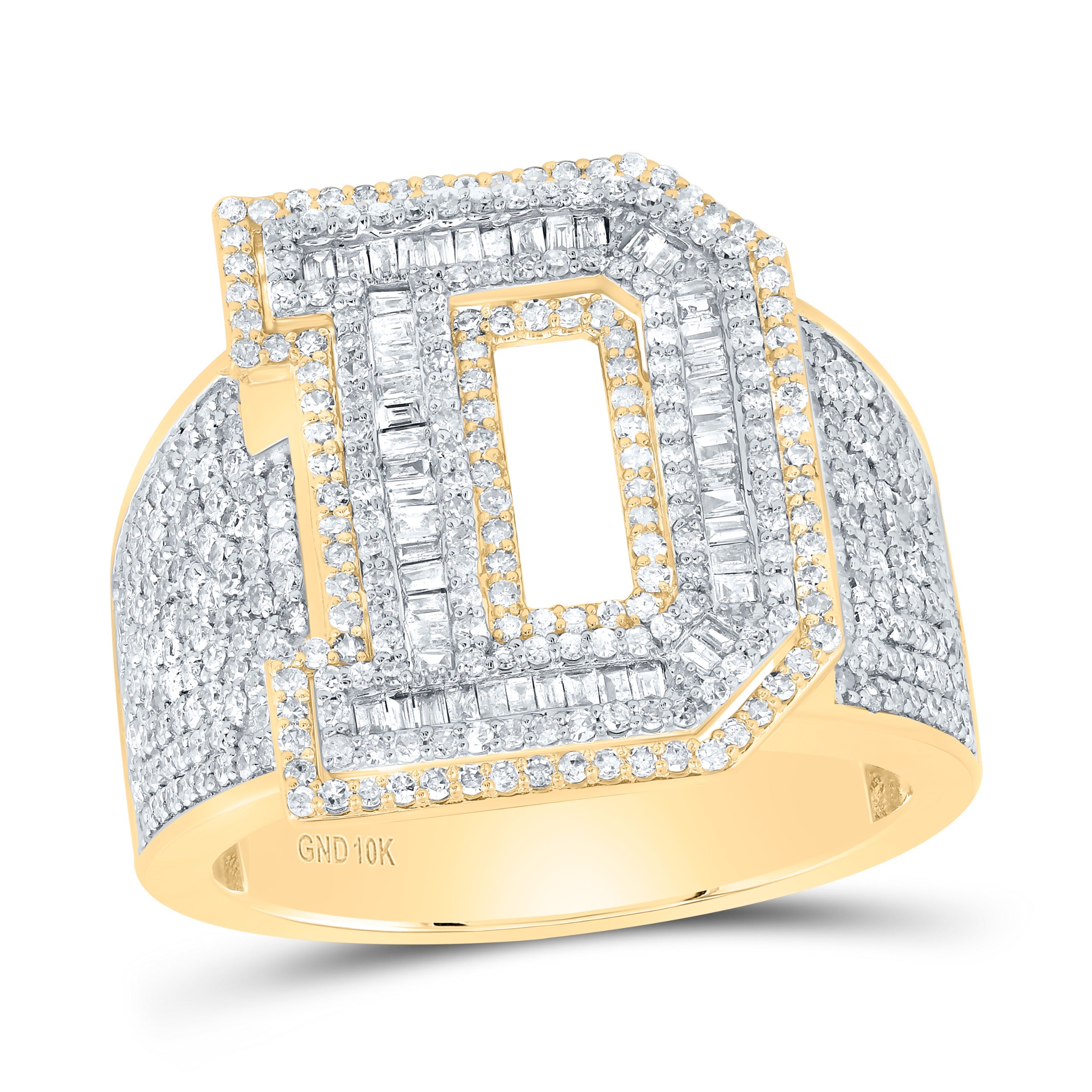 10k Gold 1.5 ct Baguette Diamond Initial Ring