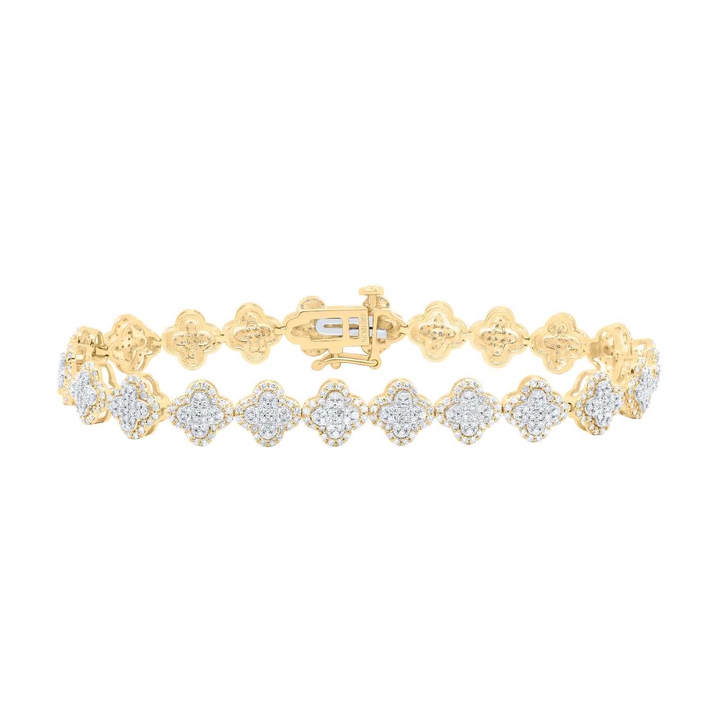 10k Gold 2 1/5 ct Diamond Clover Bracelet