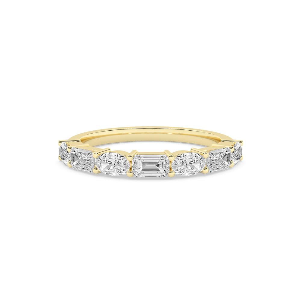 14K Solid Gold 1.11 Carat IGI Certified Lab Grown Diamond Emerald and Oval Engagement Ring