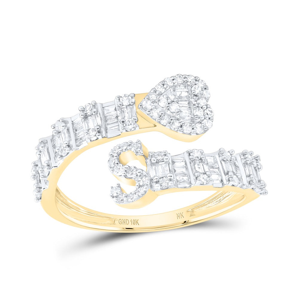 10k Gold 1/2 ct Diamond Baguette Initial Ring