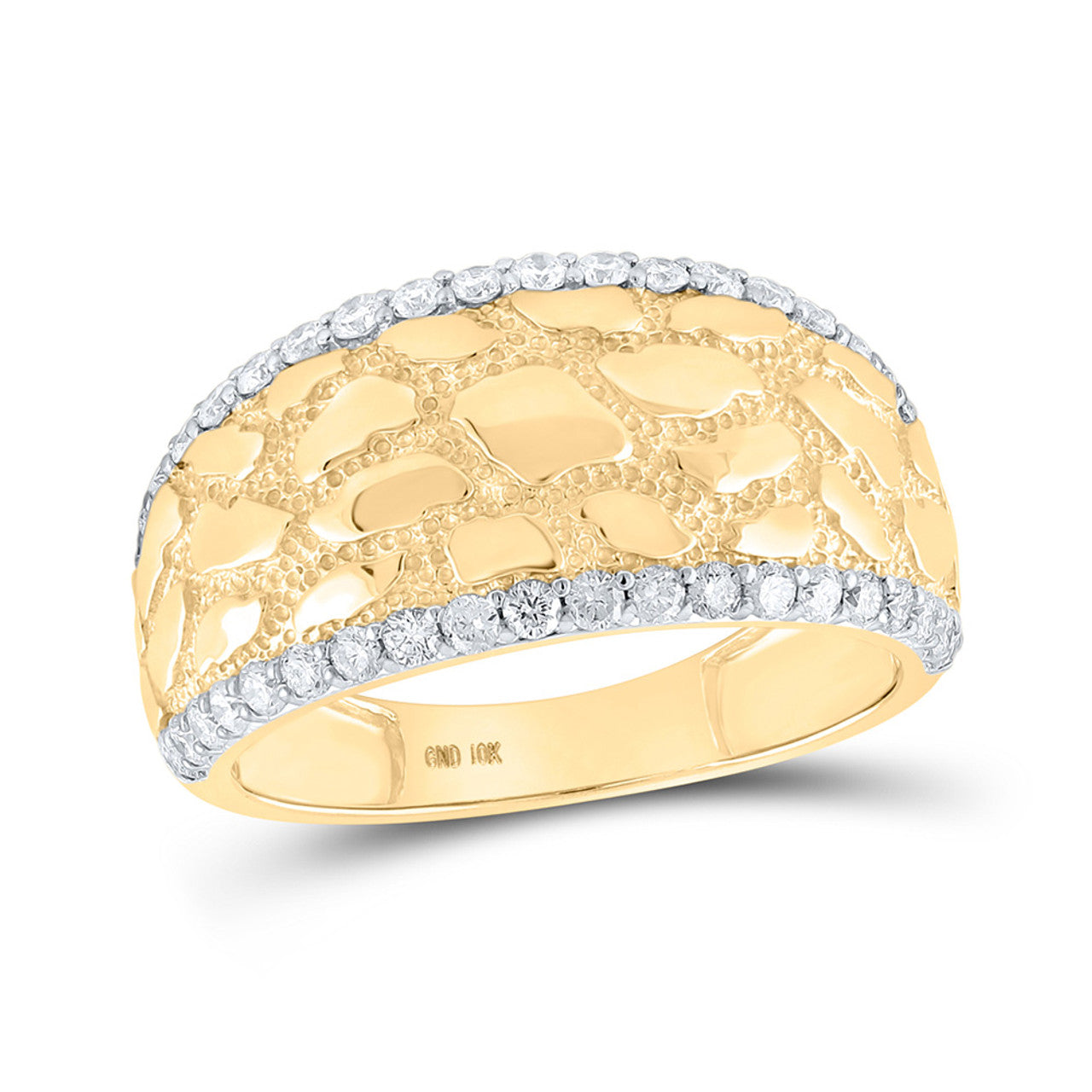 10k Gold 1 ct Diamond Nugget Band Ring