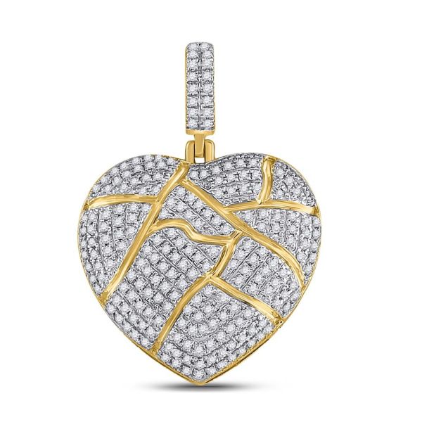 10k Gold 5/8 ct Diamond Broken Heart Pendant