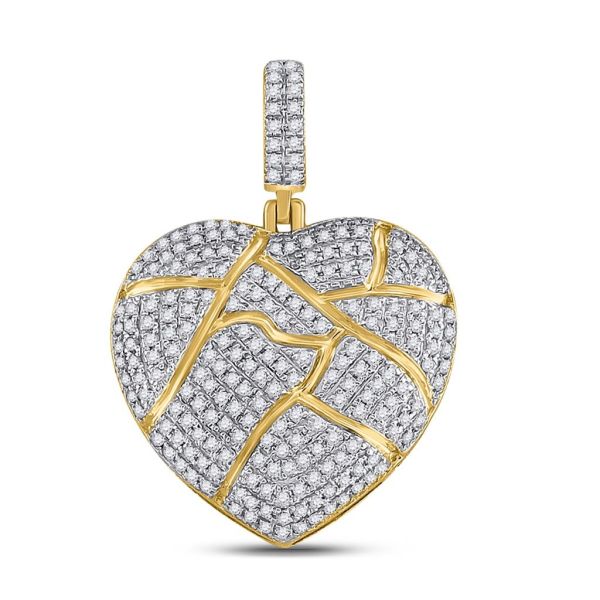 10k Gold 5/8 ct Diamond Broken Heart Pendant