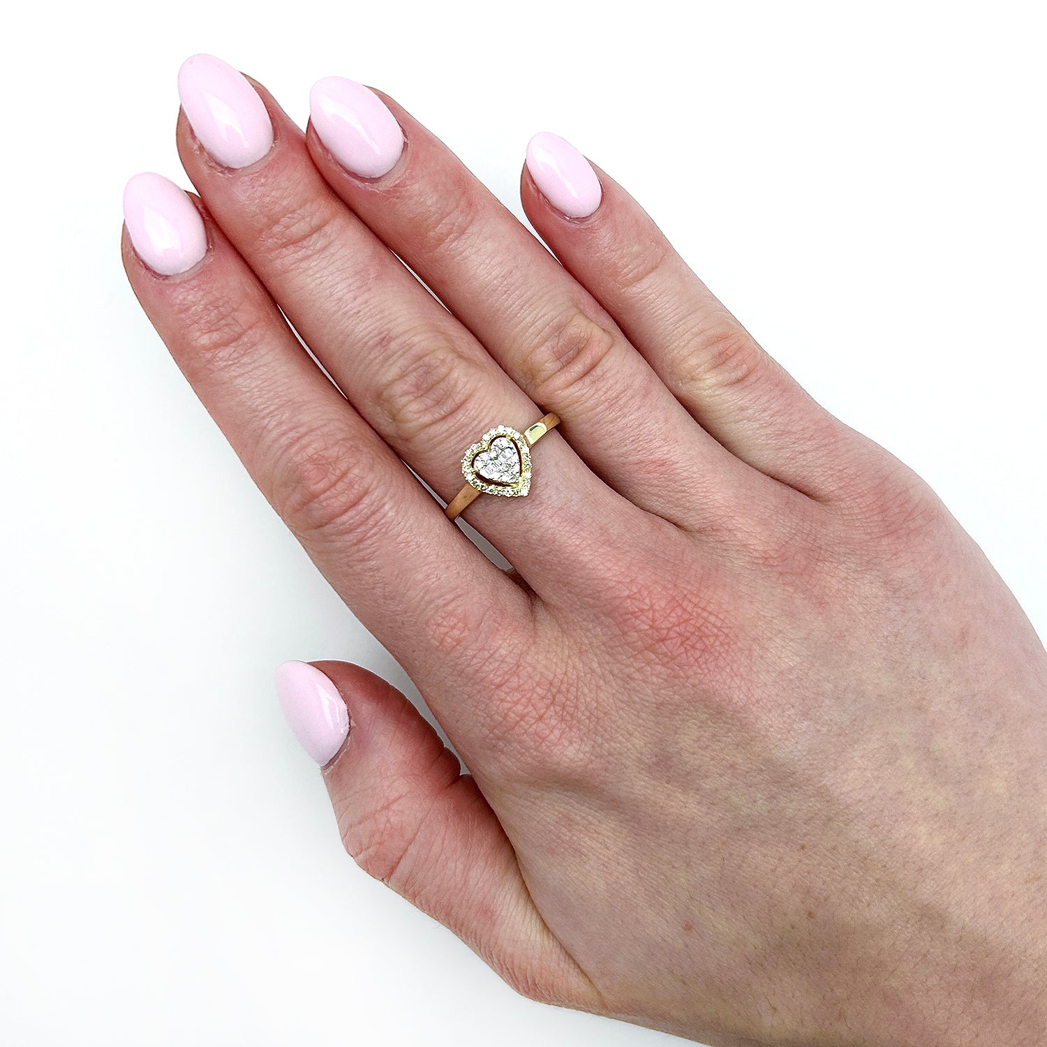 10k Gold 1/5 ct Baguette Diamond Heart Ring