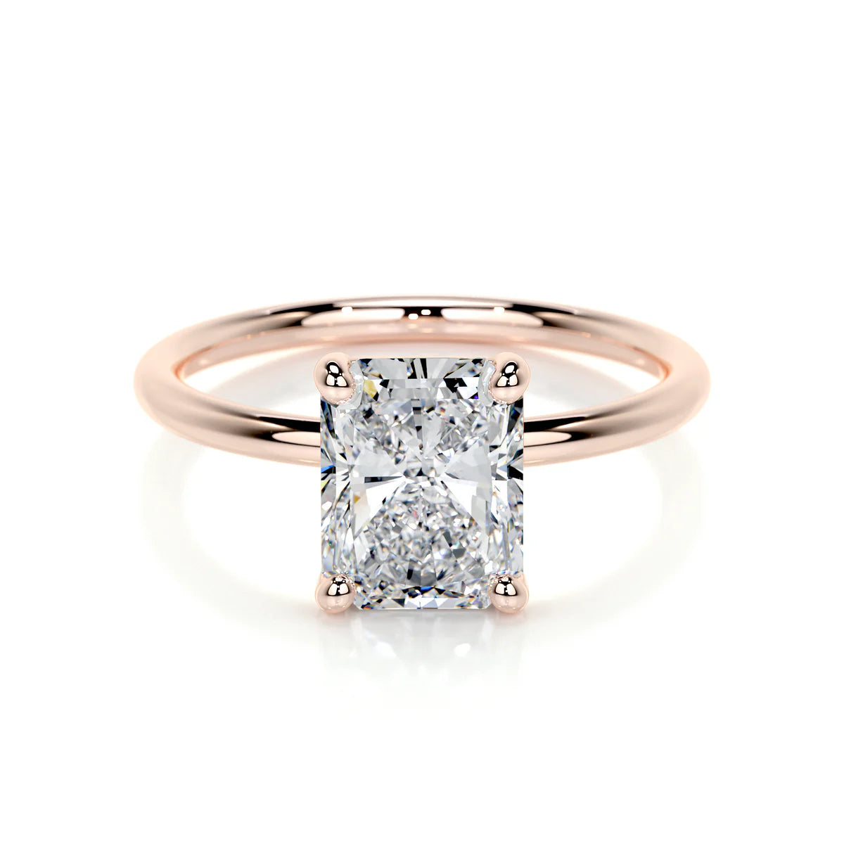 Lab Grown Solitaire 2 carat Diamond Elongated Radiant Ring