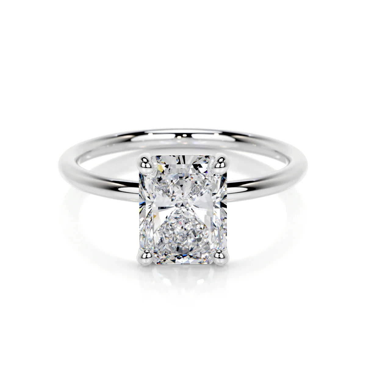 Lab Grown Solitaire 2 carat Diamond Elongated Radiant Ring