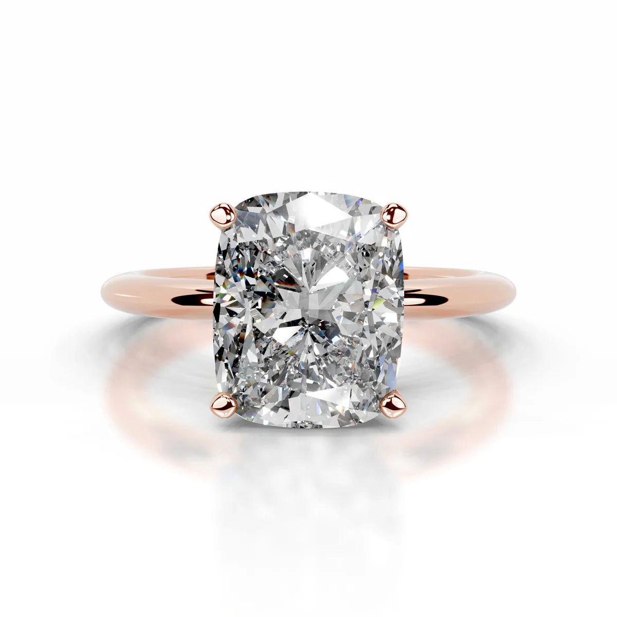Lab Grown Solitaire 2 carat Diamond Elongated Cushion Ring