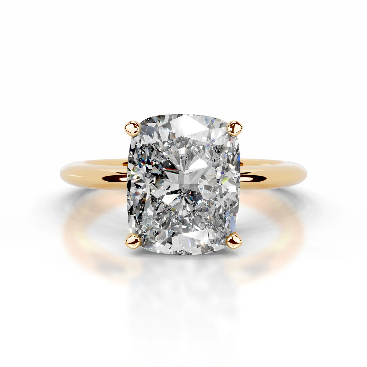 Lab Grown Solitaire 2 carat Diamond Elongated Cushion Ring