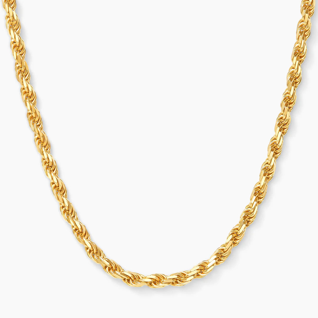 10kt Gold Hollow Rope Chain 3mm