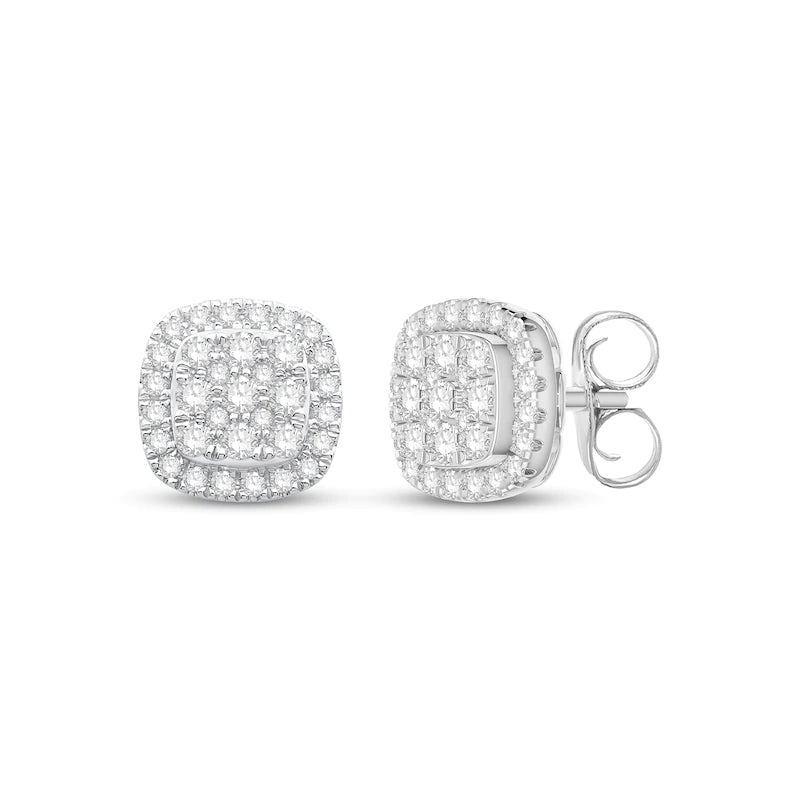 10K White Gold 1/5 ct Diamond Cluster Stud Earrings