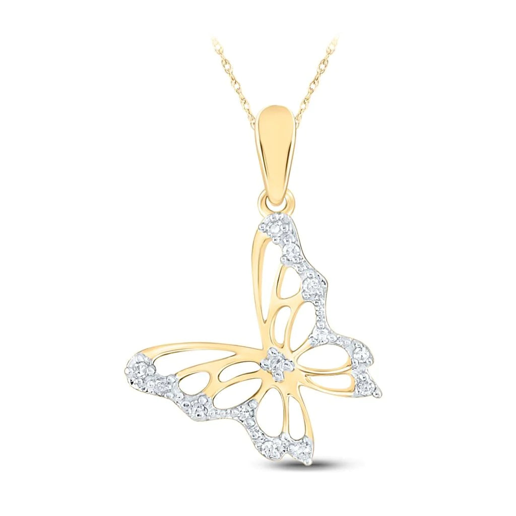 10k Gold 1/20 ct Diamond Butterfly Pendant