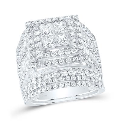 14k Gold Princess 4 ct Diamond Square Bridal Wedding Ring Set