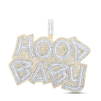 10k Gold 6 7/8 ct Diamond Baguette Hood baby pendant