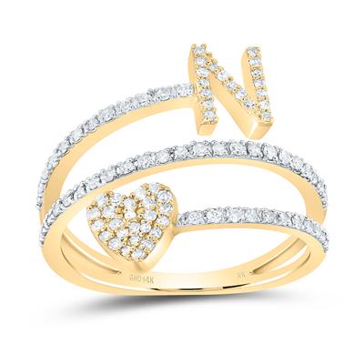 10k & 14k Gold 3/8 ct Diamond Swirl Initial Ring