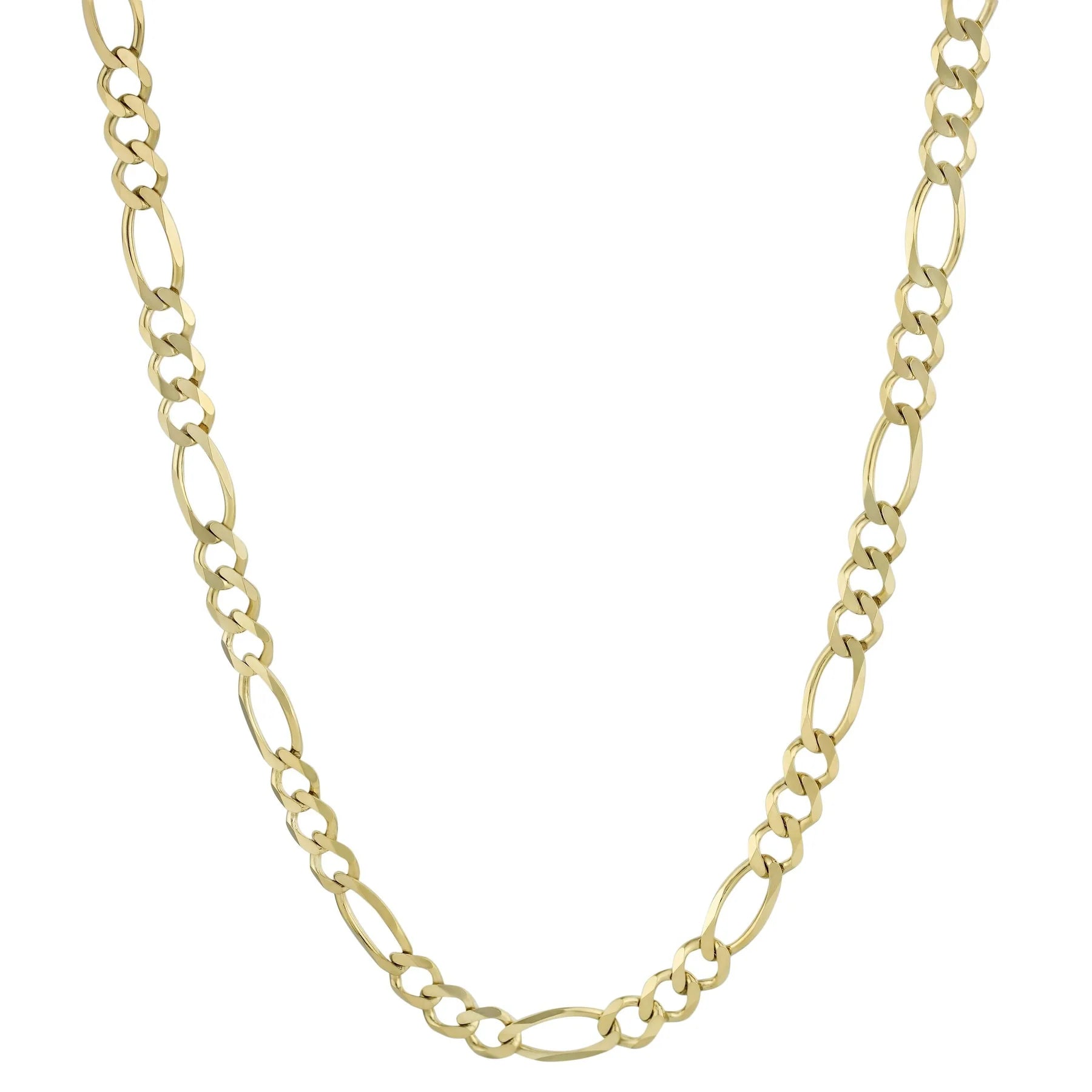 10kt Yellow Gold Mens Hollow Figaro Chain 4 mm & 5 mm