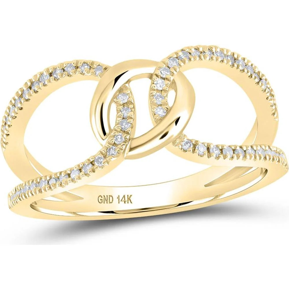 14k Gold 1/5 ct Diamond Space Link Ring